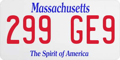 MA license plate 299GE9
