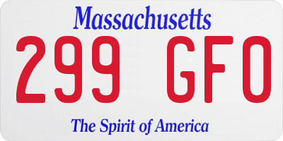MA license plate 299GF0