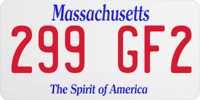 MA license plate 299GF2