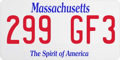 MA license plate 299GF3