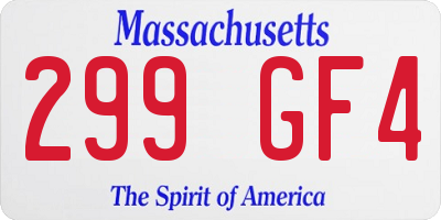 MA license plate 299GF4