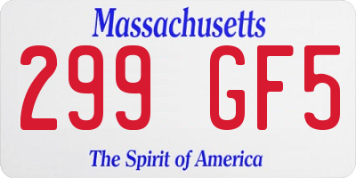 MA license plate 299GF5
