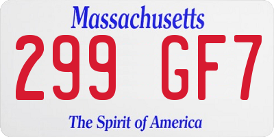 MA license plate 299GF7