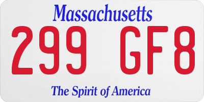MA license plate 299GF8