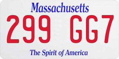 MA license plate 299GG7