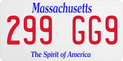 MA license plate 299GG9