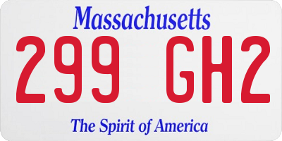 MA license plate 299GH2