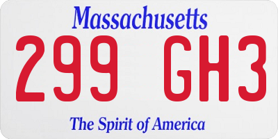 MA license plate 299GH3