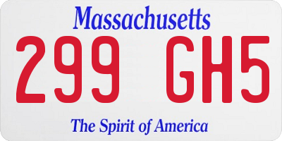MA license plate 299GH5