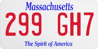 MA license plate 299GH7