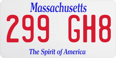 MA license plate 299GH8