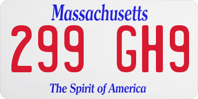 MA license plate 299GH9