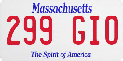 MA license plate 299GI0