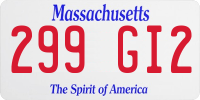 MA license plate 299GI2