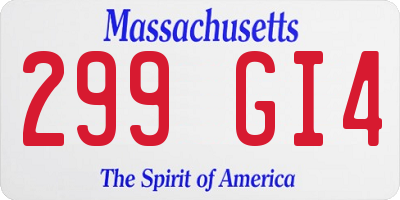 MA license plate 299GI4