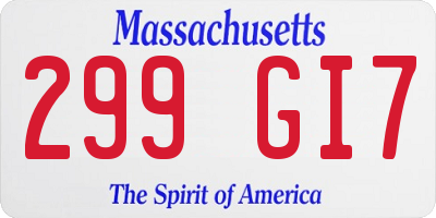 MA license plate 299GI7