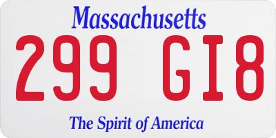 MA license plate 299GI8