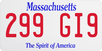MA license plate 299GI9