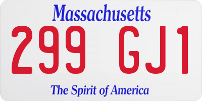 MA license plate 299GJ1