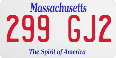 MA license plate 299GJ2