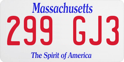MA license plate 299GJ3