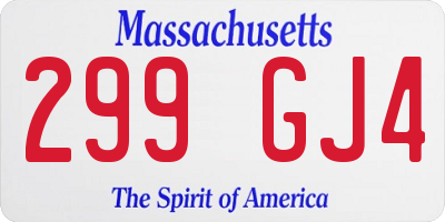 MA license plate 299GJ4