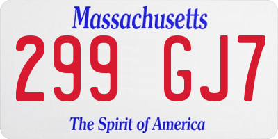 MA license plate 299GJ7