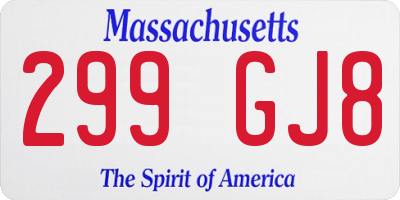 MA license plate 299GJ8