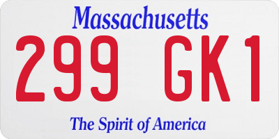 MA license plate 299GK1