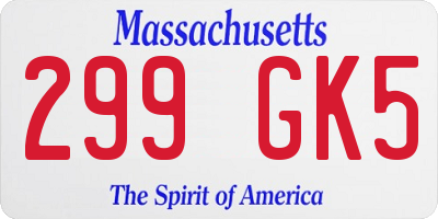 MA license plate 299GK5