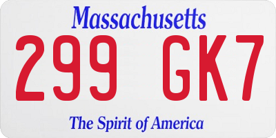 MA license plate 299GK7