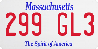 MA license plate 299GL3