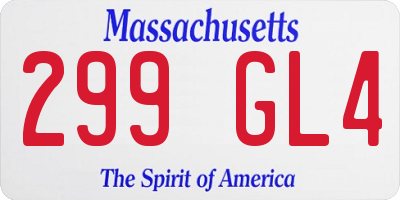 MA license plate 299GL4