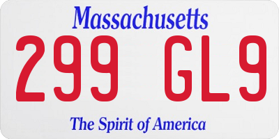 MA license plate 299GL9