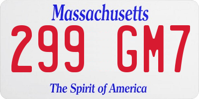 MA license plate 299GM7