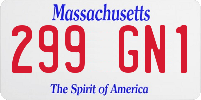 MA license plate 299GN1