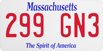 MA license plate 299GN3