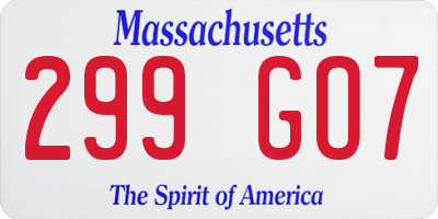 MA license plate 299GO7