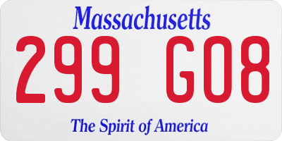 MA license plate 299GO8