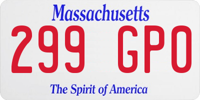 MA license plate 299GP0