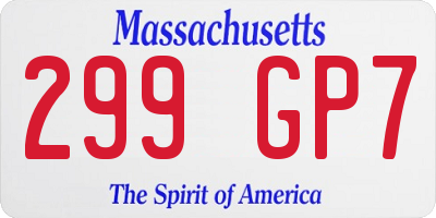 MA license plate 299GP7