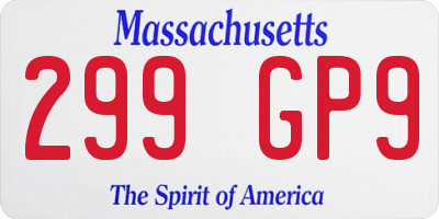 MA license plate 299GP9