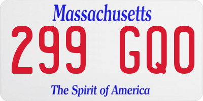 MA license plate 299GQ0