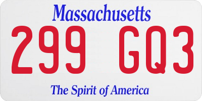 MA license plate 299GQ3