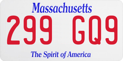 MA license plate 299GQ9