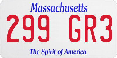 MA license plate 299GR3