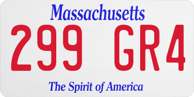 MA license plate 299GR4