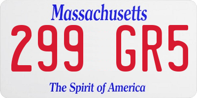 MA license plate 299GR5