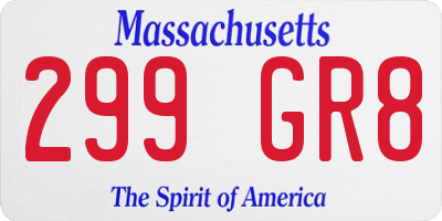 MA license plate 299GR8