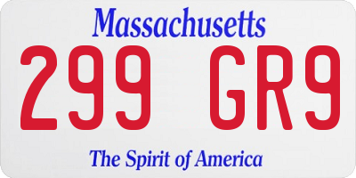 MA license plate 299GR9